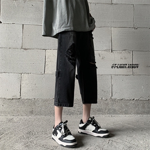 B221 美式ins高街设计感拉链直筒七分牛仔裤 LK23071-P55 控78图片