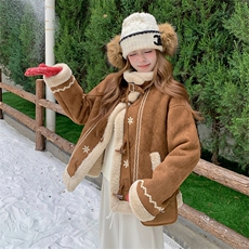 新款!现货!重工刺绣皮毛一体外套配包包6927-P215-K328，女装派克服，2D034