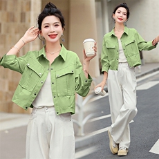 现货夏季新款防晒服短款小个子薄款休闲水洗棉防晒服5315，女装防晒衣，韩美纤衣