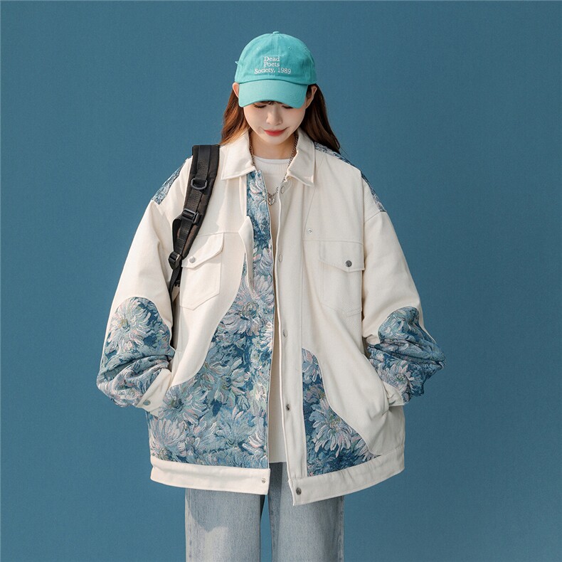 1中性风刺绣拼接棉衣女夹克棉衣男外套男8706P115控158，女装棉衣/棉服，星座226-2