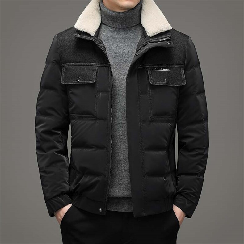 2023冬季90%鸭绒羽绒服男士羊毛立领休闲保暖羽绒服男HB9912-P235,男装羽绒服,电商B212（原钱塘6029）