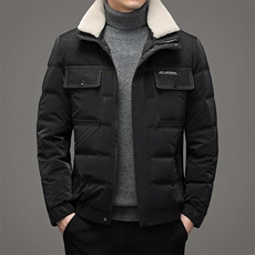 2023冬季90%鸭绒羽绒服男士羊毛立领休闲保暖羽绒服男HB9912-P235，男装羽绒服，电商B212（原钱塘6029）