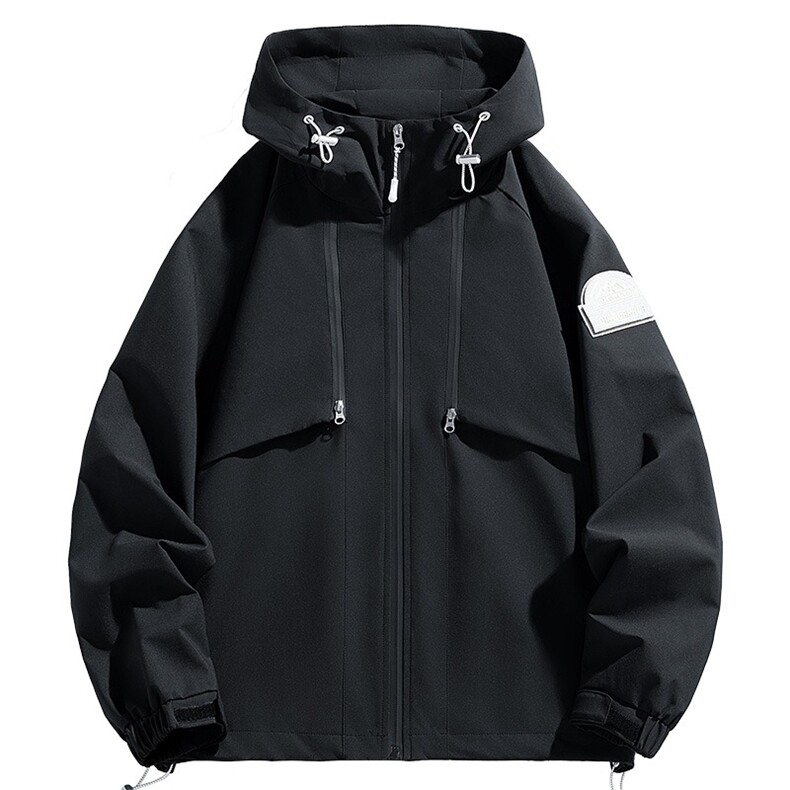 美式工装冲锋衣外套男秋季2025新款连帽宽松夹克男士户外登山服潮,男装夹克,星座1210-1