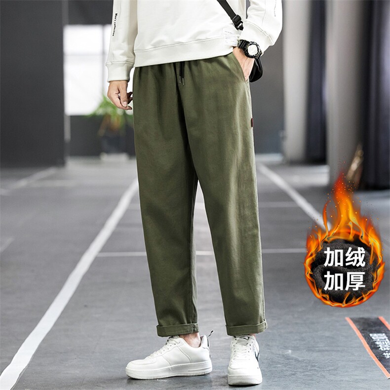 2023HK20139加绒日系篮球场大码纯色绣标长裤M-5XHK20470-P45,男装休闲裤,电商A022