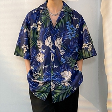 夏季五分袖潮牌宽松垂感面料男式痞帅衬衫男百搭防晒服外套夹克，男装衬衫，星座301D-5(原星座1415）