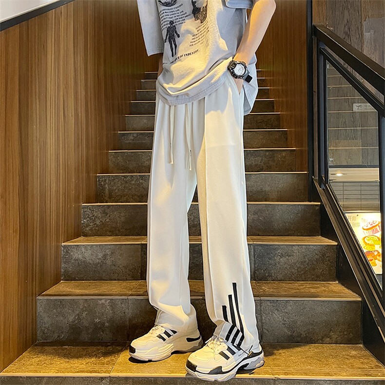 ！夏季冰丝裤裤束脚抽绳宽松休闲裤垂感313A-1-NK114-P55控68,男装休闲裤,星座808A-1