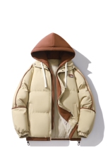 棉服冬季2025男女同款潮流连帽假两件外套加厚保暖棉袄MY0888-P82，男装棉衣，星座610（原A335）