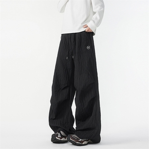 8XL-M新款速干肌理感直筒工装裤男宽松早秋休闲裤阔腿裤K9172P68,早秋及膝袜搭配图片