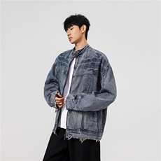 美式水洗短款复古潮牌痞帅拉链街头牛仔衣工装夹克JK4501-P77，男装工装外套，星座208-5