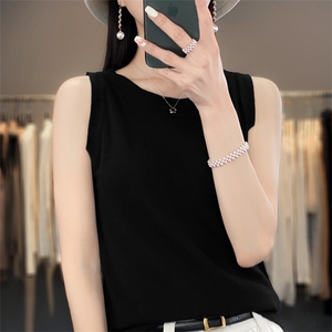 黑白条纹100%纯棉线吊带背心女新款春夏季无袖内搭打底衫短款针织图片