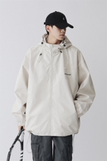 冲锋衣连帽夹克男宽松落肩纯色上衣外套DSA157B-JK727-P58，男装夹克，电商A157B