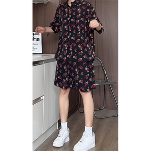 1短袖衬衫男+短裤男套装男聚酯纤维M-5XL大码TZ78702P50控98图片