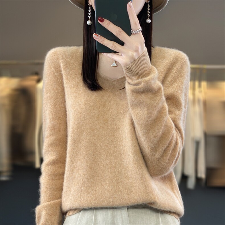 秋冬新款羊毛衫女堆堆高领卷边宽松亮丝毛衣针织羊绒打底衫,针织衫/毛衣,大美人高端店