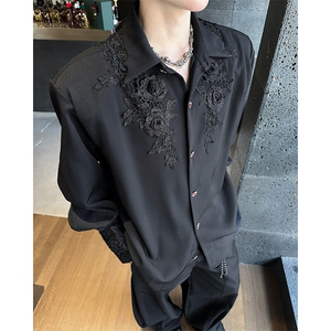 现货！25丝滑立体蕾丝玫瑰轻奢宝石衬衫CS129-P128图片