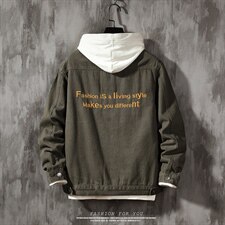 春秋青年男士个性字母刺绣潮外套男士港风宽松牛仔夹克JK095-P65，男装夹克，电商A128