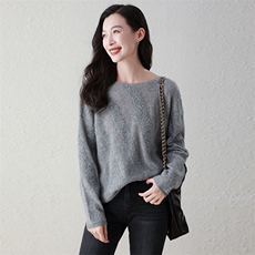 100%纯山羊绒秋冬新款时尚一字领斜条纹羊绒衫百搭上衣女，女装羊绒衫，阿舍尔精品