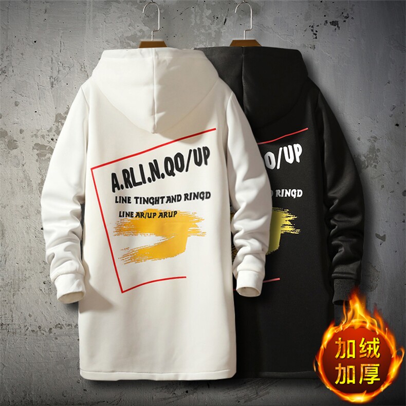 秋冬男士大码加绒加厚大衣连帽外套中长款风衣男QT2026-F10-P80，男装风衣，星座1512