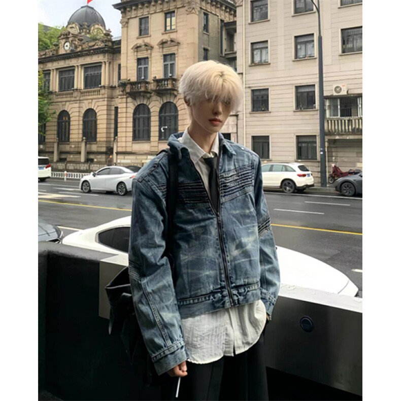 重磅小众水洗复古牛仔外套立体分割设计感廓形夹克JK11,男装夹克,星座1116A（原606A-3）