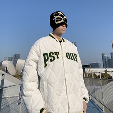 冬季新款菱形格棒球服棉服男士潮牌加厚运动棉衣外套W7984-P70，男装棉衣，星座512-4