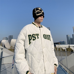 冬季新款菱形格棒球服棉服男士潮牌加厚运动棉衣外套 W7984-P70图片