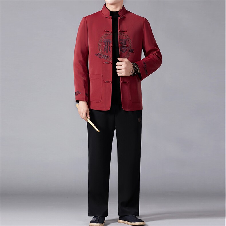 BAMJ-501T钱塘2020-2中年男士冬季厚款商务休闲唐装套装P190图片