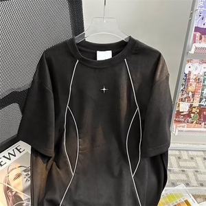 2024春夏季新款男休闲;鹿皮绒圆领短袖T恤 W707 P36图片