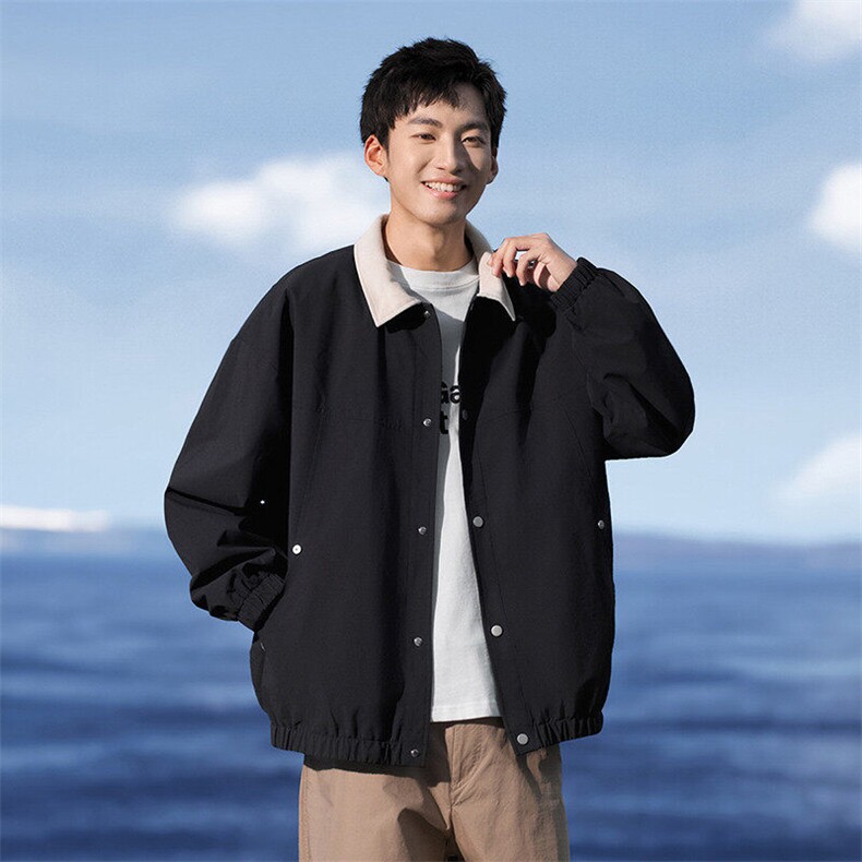 秋季宽松夹克男撞色衬衫领上衣外套DSA157B-JK7863-P65,男装夹克,电商A157B