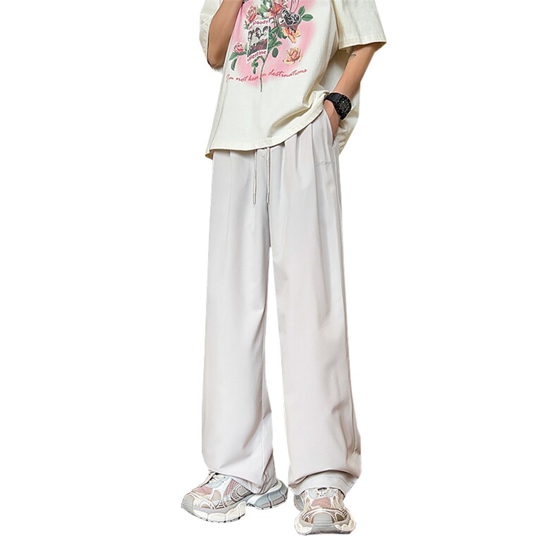 量大优供视频夏季刺绣阔腿冰丝拖地休闲长裤男XH64-特p25,男装休闲裤,电商B367