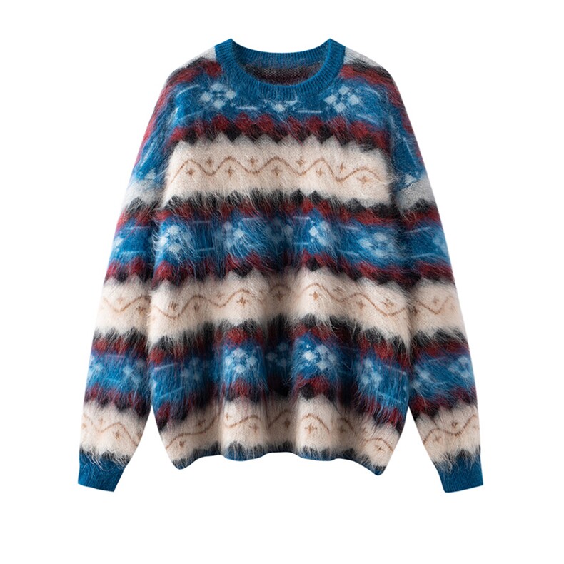 2025年秋季时尚百搭通勤简约休闲蓝白，女装羊绒衫，万品羊绒