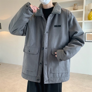 翻领麂皮绒棉衣男士秋冬新款加厚保暖棉服潮流休闲棉袄冬季特P,蒙古服男士搭配图片