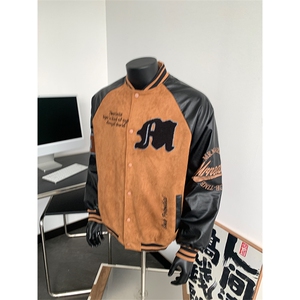 撞色拼接夹克男秋冬美式宽松休闲棒球服外套 XZ514-2-24233-P128图片
