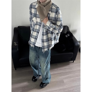 cleanfit美式格纹衬衫男格子长袖衬衣春秋季情侣外套CB323-P55图片
