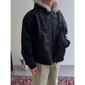 美式复古毛领棉服男款秋冬季重磅夹克外套图片
