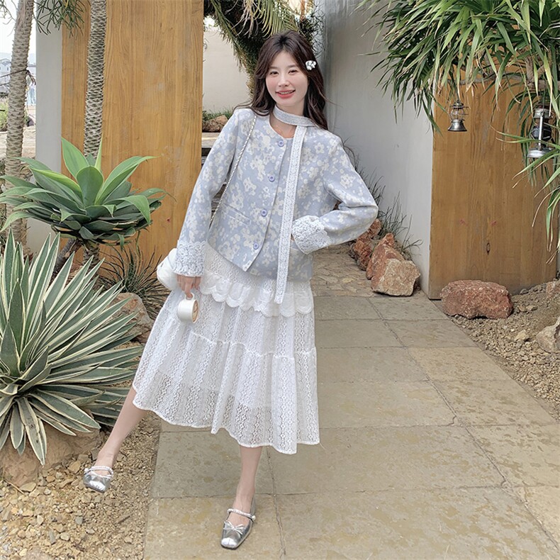小香风提花精致短款外套女春季2025新款独特漂亮洋气百搭碎花开衫,女装套装/套裙,2C292
