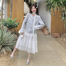 小香风提花精致短款外套女春季2025新款独特漂亮洋气百搭碎花开衫，女装套装/套裙，2C292