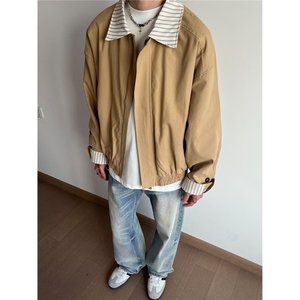 复古拼接格纹夹克外套男女秋季设计感宽松廓形上衣LHJ1155-p75