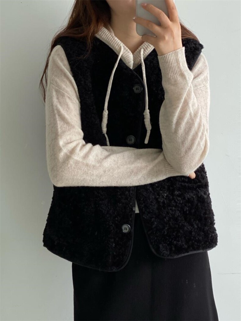 羊羔毛马甲，女装马甲，土布鱼