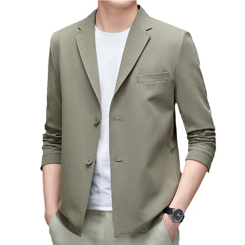 2023秋季新款男装休闲风衣中老年西服纯色上衣外套MNSAX1-P205，男装西服，电商B212（原钱塘6029）