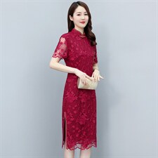 2022年秋冬新款蕾丝旗袍婚庆喜宴中长修身显瘦百搭专柜品质连衣裙，女装汉服/婚纱/旗袍/礼服，媚琳依坊