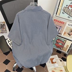 格纹短袖衬衫男女夏季宽松休闲格子衬衣日系百搭半袖上衣2276 P40图片