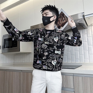 高级感印花卫衣男长袖社会小伙T恤301C-WY18-P58控78图片