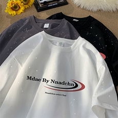 量大优供抖音视频支持得物配合二开美式满天星亮片短袖T恤MTX316，男装T恤，电商A486