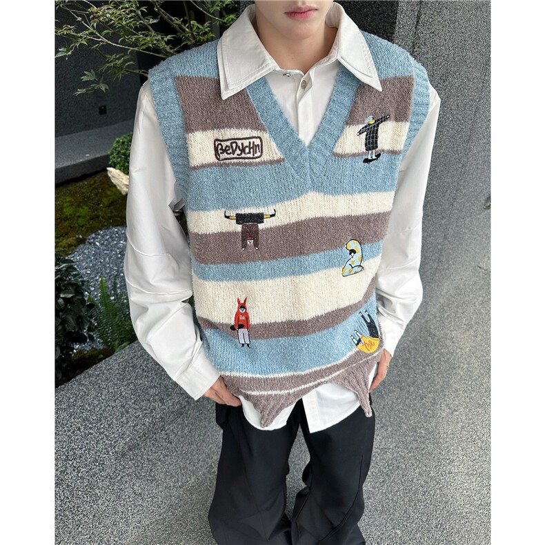 针织马甲背心外穿宽松慵懒风坎肩背心韩系复古无袖毛衣MY395-P57，男装针织衫/毛衣，星座313A-2