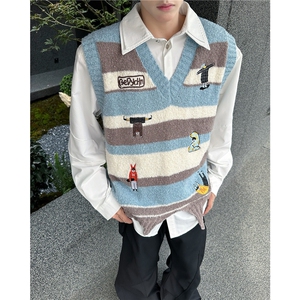 针织马甲背心外穿宽松慵懒风坎肩背心韩系复古无袖毛衣MY395-P57，男装针织衫/毛衣，星座313A-2