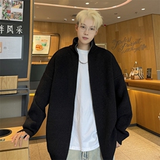 网图M9911-特p55开衫双拉链毛衣男针织外套立领休闲情侣毛衣，男装针织衫/毛衣，电商D310B