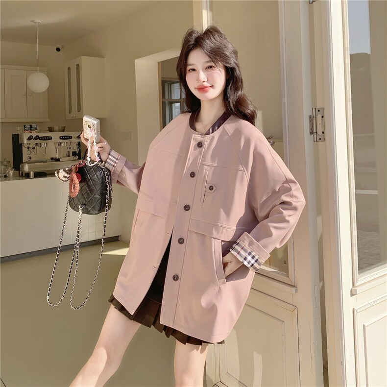 现货春季新款拼接风衣短外套26161P155K238,女装短外套,2D035