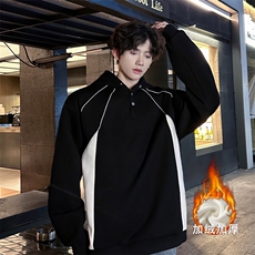 2024新款设计反光条纽扣连帽款男士卫衣常规p70加绒p80，男装卫衣，电商B319