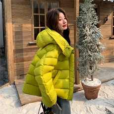 2025冬季新款绿色排骨花苞帽羽绒服外套90绒2C375-2535-P335-K508，女装羽绒服，2C375