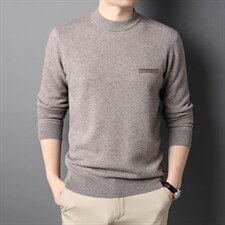 秋冬男士长袖羊毛毛衣男纯色圆领加厚针织上衣QLM77825-P190,男装针织衫/毛衣,电商B212（原钱塘6029）