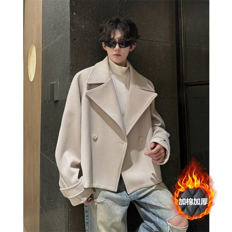 加棉加厚毛呢大衣宽松显瘦外套潮504-F31-P85控128(加棉P95控138),男装毛呢大衣,星座504